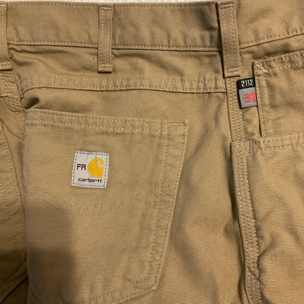 Carhartt FR Pants Mens 32x30 Khaki Flame Resistant CAT 2 FRB159 Loose Fit - Picture 2 of 11